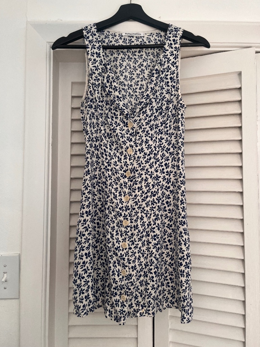 Reformation floral button-up mini dress